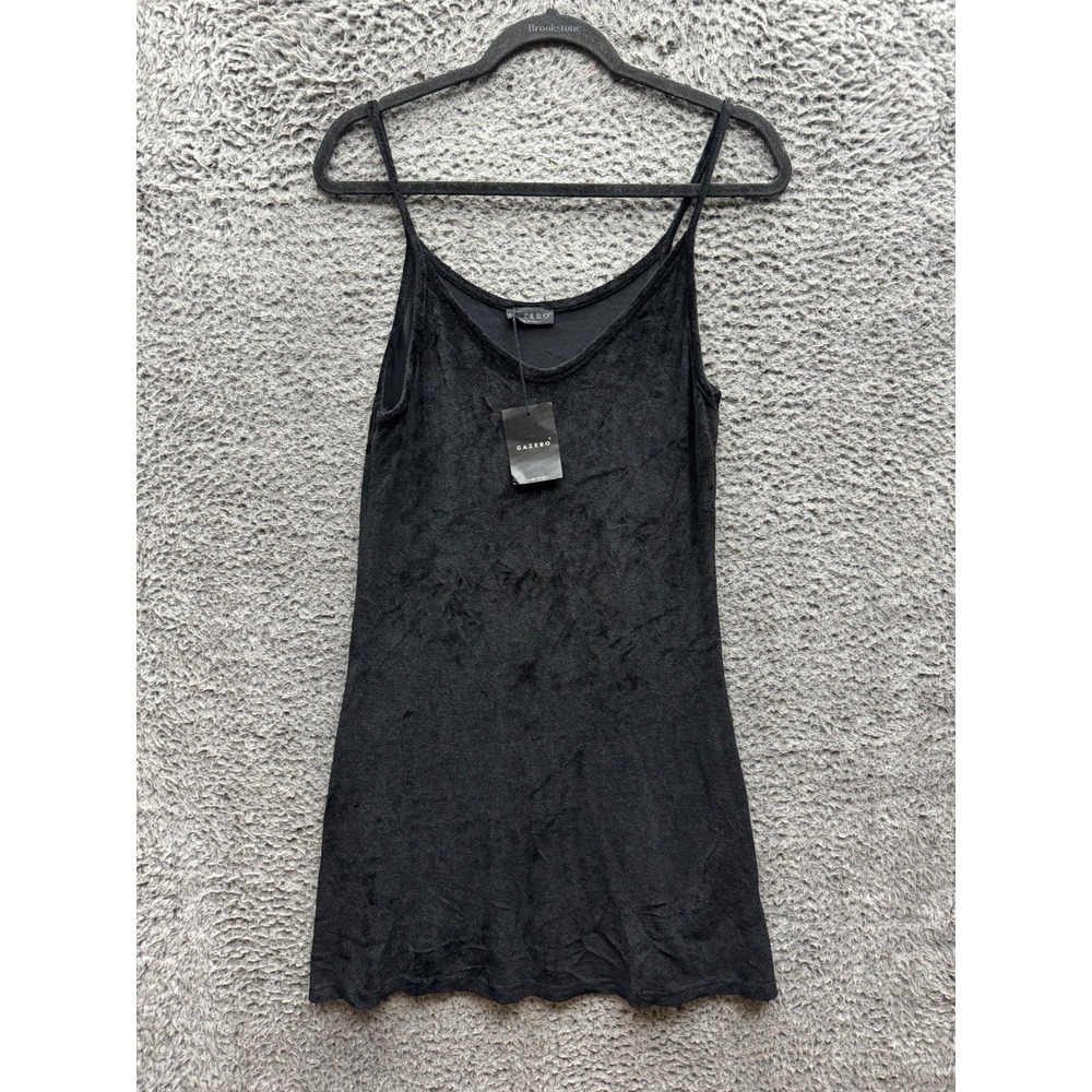 NWT Gazebo Velvet Spaghetti Strap Mini Slip Dress Black Womens Size 1